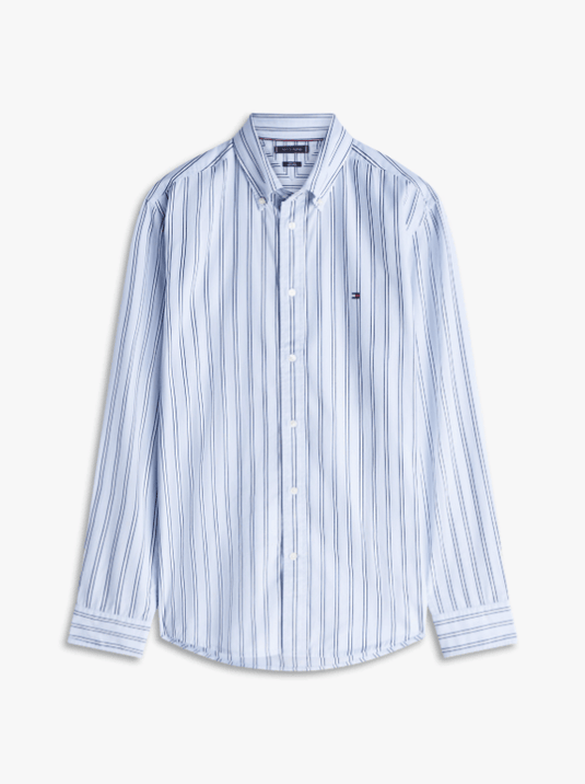 Tommy Hilfiger Mens TH Flex Regular Fit Stripe Poplin Shirt