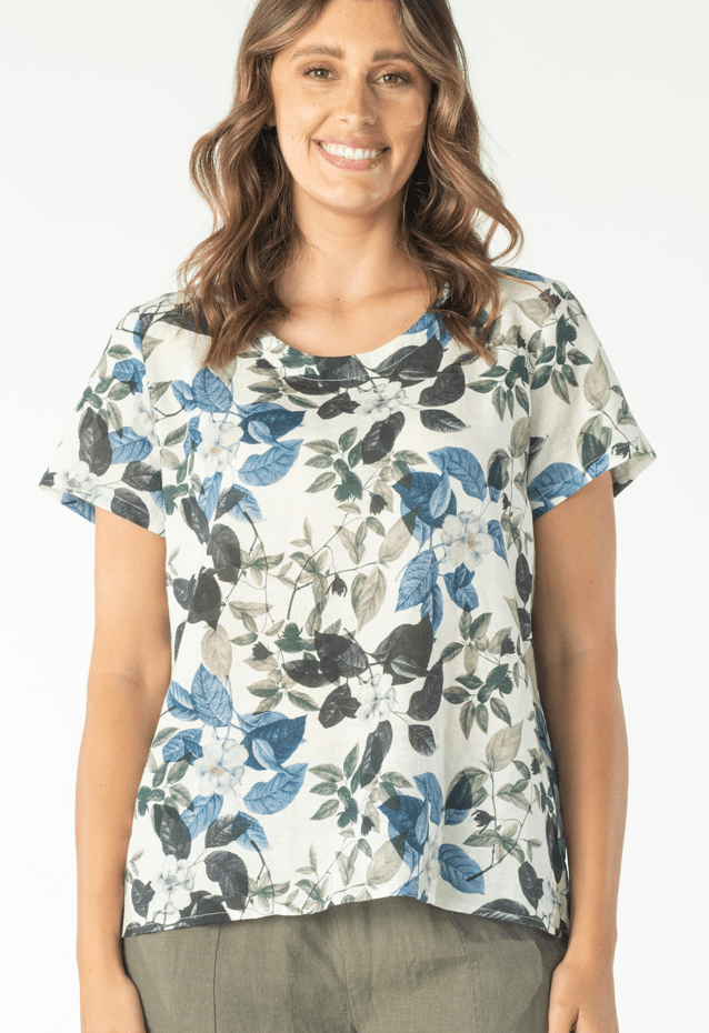 Load image into Gallery viewer, Maglia Womens Blue Flowers Top
