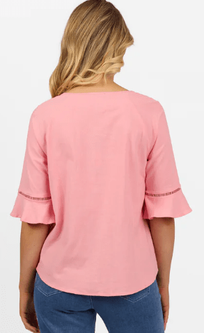 Load image into Gallery viewer, Vassalli Womens Round Neck Top with Elbow Length Frill Sleeve Tops
