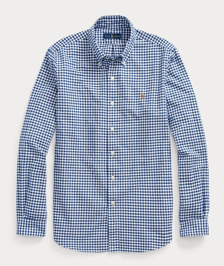 Load image into Gallery viewer, Ralph Lauren Mens Custom Fit Checked Oxford Shirt - Blue/White
