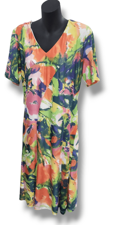 Load image into Gallery viewer, Pink Ruby Seabreeze Panel Lined Dressing With V-Neck and Short Sleeve Dress
