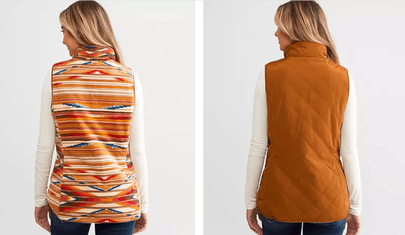 Load image into Gallery viewer, Ariat Womens Dilon Chimayo Reversible Puffer Vest Chestnut Horse
