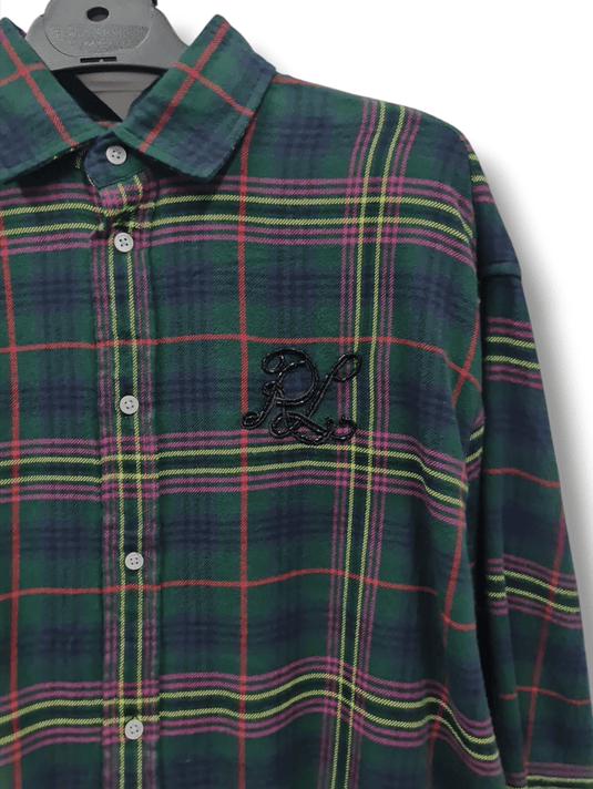 Ralph Lauren Womens Polo BEADED-Logo Plaid Twill Shirt