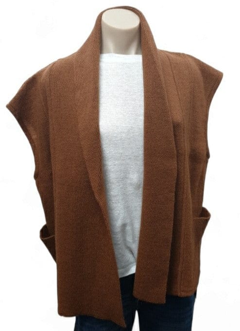Load image into Gallery viewer, See Saw Womens 100% Boiled Wool Rib Shawl Collar Open Vest

