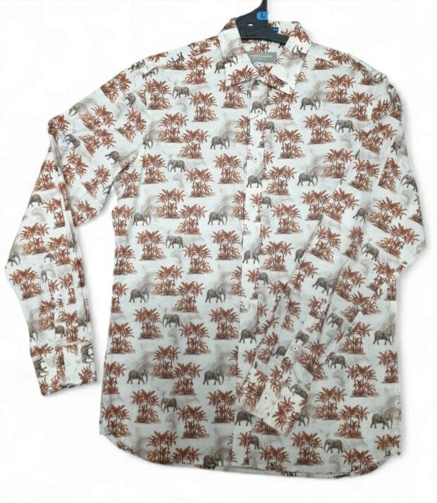 Load image into Gallery viewer, James Harper Mens Long Sleeve Elephant Tropics Shirt
