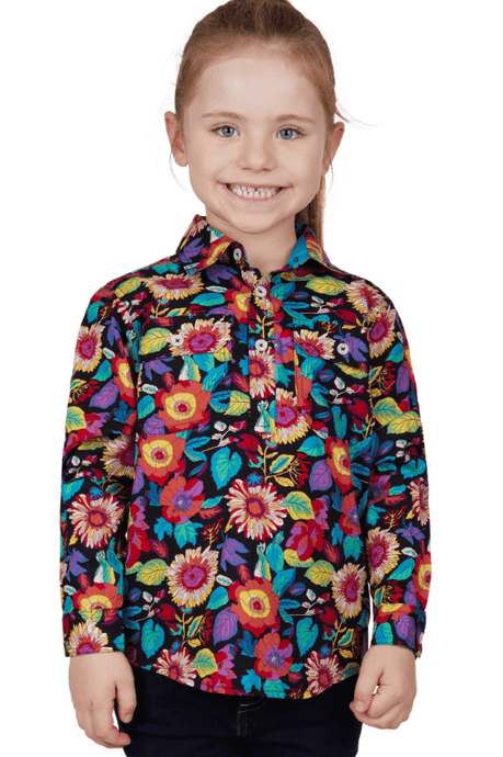 Hard Slog Kids Elda 1/2 Placket Long Sleeve Shirt