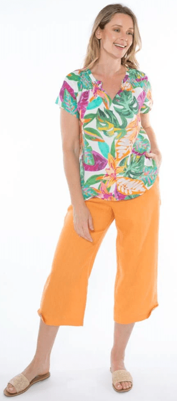 Load image into Gallery viewer, Jump Womens Tropicana Shirred Top
