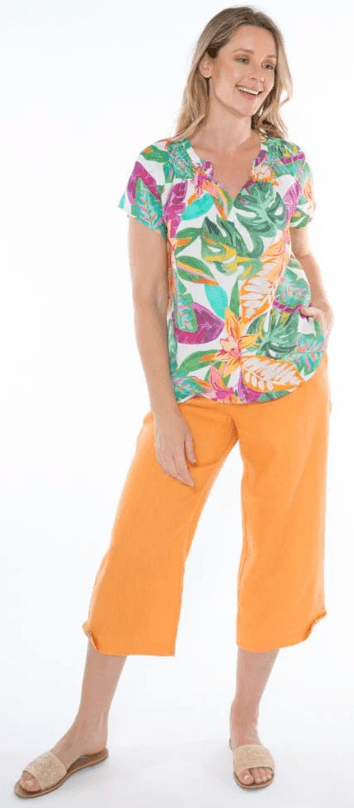 Load image into Gallery viewer, Jump Womens Tropicana Shirred Top
