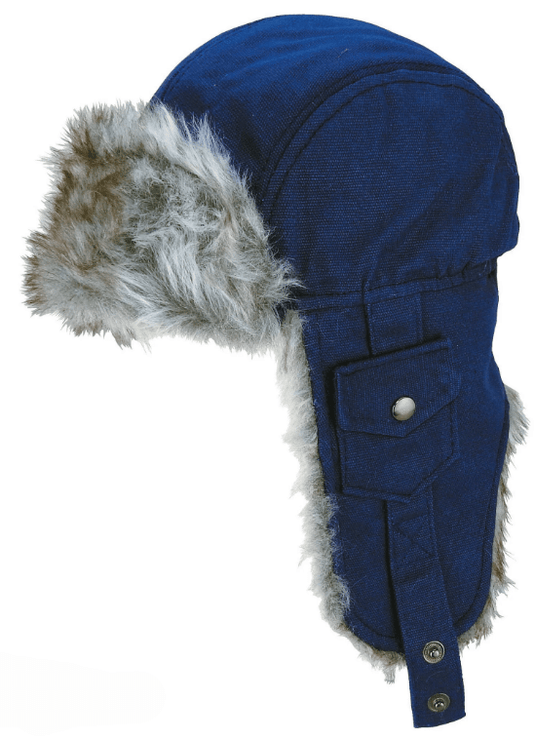 Avenel Hats Womens Canvas Flying Cap With Fur Lining