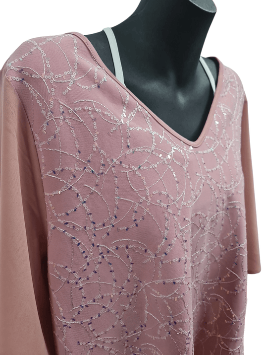 Holmes & Fallon Womens Sequined Front Blouse Tops