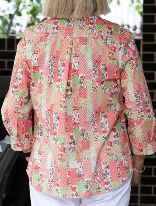 Load image into Gallery viewer, Equinox Womens Peach Patchwork Print Semi-Fitted Shirt
