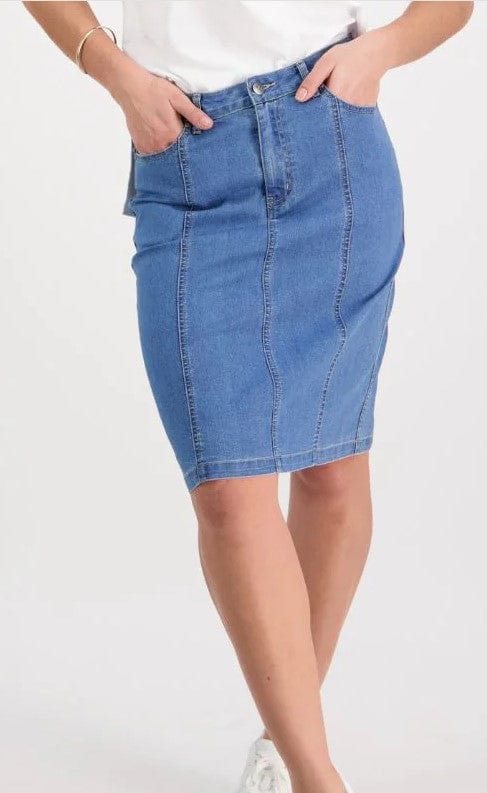 Load image into Gallery viewer, Vassalli Womens Contrast Stitch Denim Skirt
