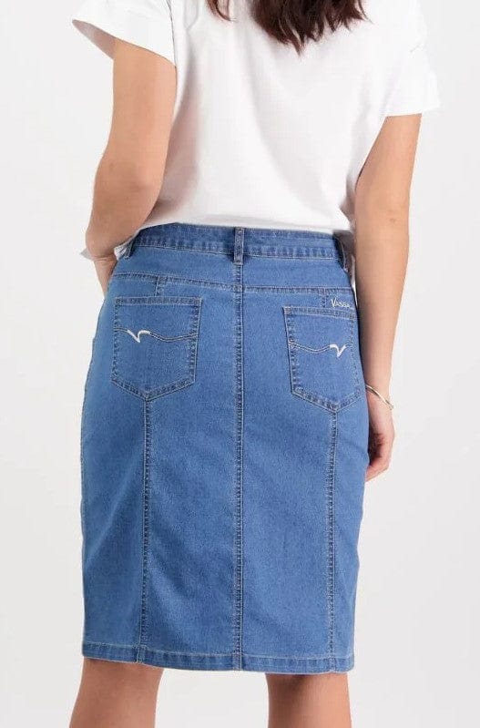 Load image into Gallery viewer, Vassalli Womens Contrast Stitch Denim Skirt
