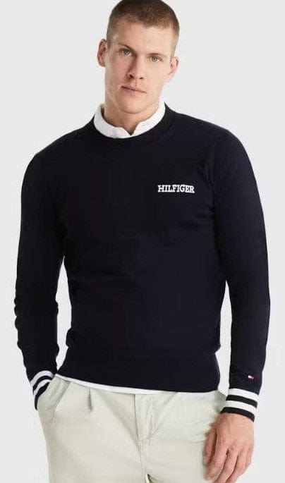 Tommy Hilfiger Mens Monotype Tipped Cotton Sweater