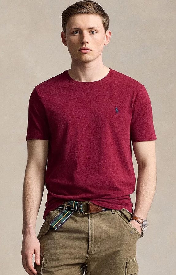 Load image into Gallery viewer, Ralph Lauren Mens Custom Slim Fit Jersey Crewneck T-Shirt Polo - Dark Red
