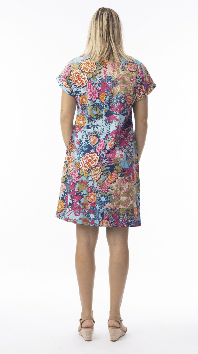 Load image into Gallery viewer, Orientique Womens Ikebana Reversible Short Sleeve Dress
