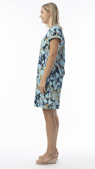 Load image into Gallery viewer, Orientique Womens Ikebana Reversible Short Sleeve Dress

