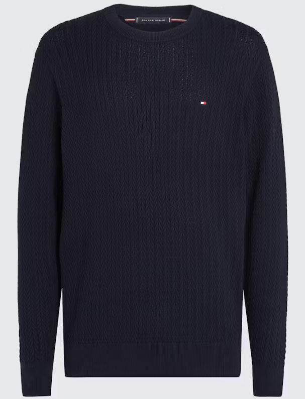 Load image into Gallery viewer, Tommy Hilfiger Mens Herringbone Knit Crew Neck Jumper
