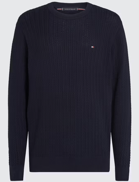 Tommy Hilfiger Mens Herringbone Knit Crew Neck Jumper