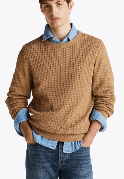 Load image into Gallery viewer, Tommy Hilfiger Mens Herringbone Knit Crew Neck Jumper
