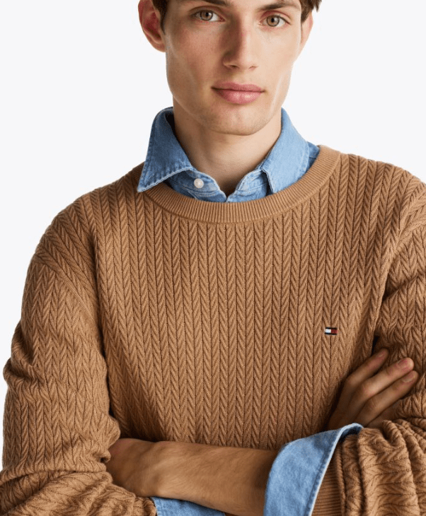 Load image into Gallery viewer, Tommy Hilfiger Mens Herringbone Knit Crew Neck Jumper
