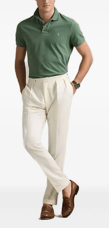 Ralph Lauren Mens Custom Slim Fit Mesh Polo Shirt - Green