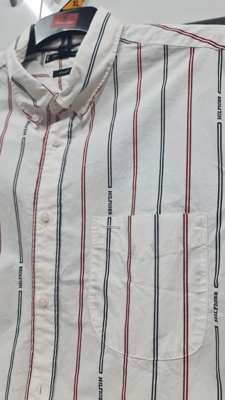 Tommy Hilfiger Mens Long Sleeve Shirt in White and Multi Stripe