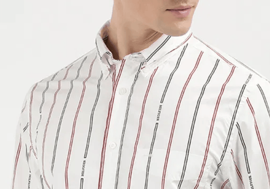 Tommy Hilfiger Mens Long Sleeve Shirt in White and Multi Stripe