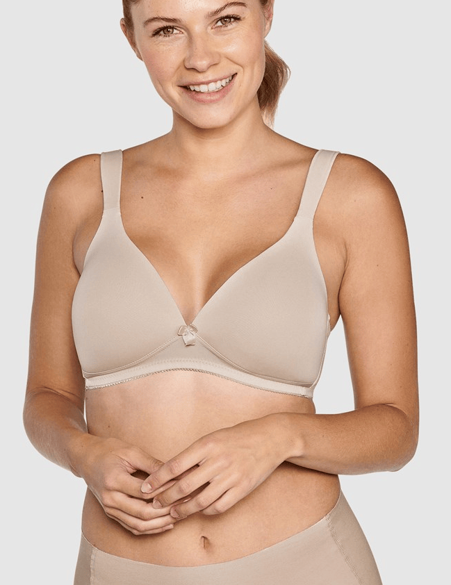 Load image into Gallery viewer, Naturana Wire Free Seamless Padded T-Shirt Bra (Light Beige)
