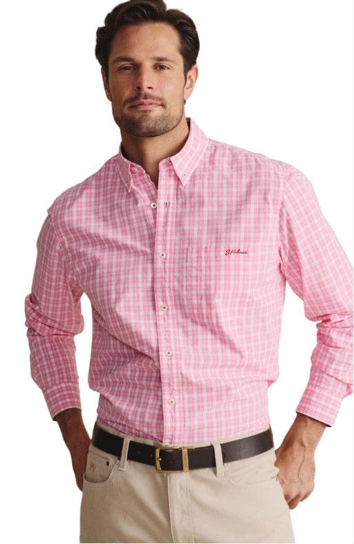 S. Kidman Mens Aberdeen Long Sleeve Shirt - Pale Pink Check