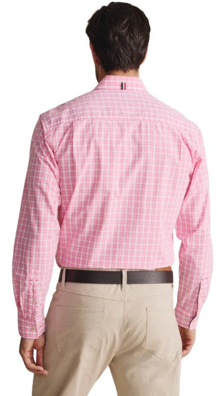 S. Kidman Mens Aberdeen Long Sleeve Shirt - Pale Pink Check