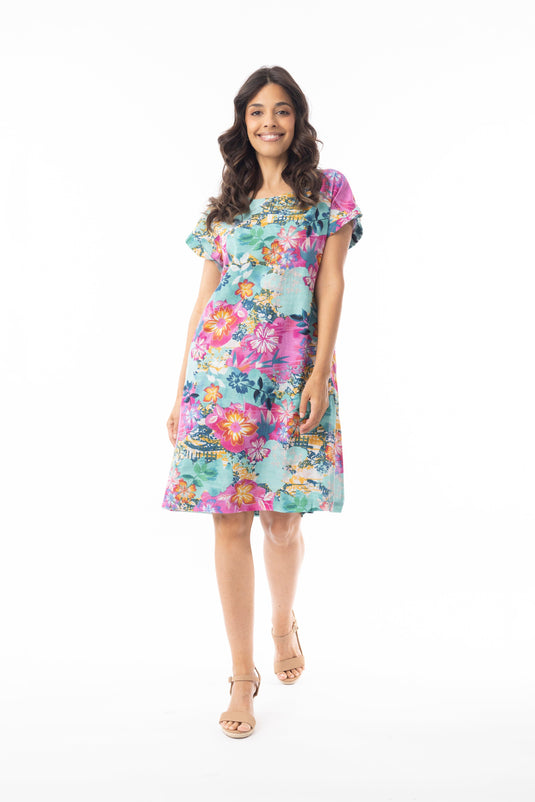 Orientique Womens Selaron Dress Reversible Short Sleeve