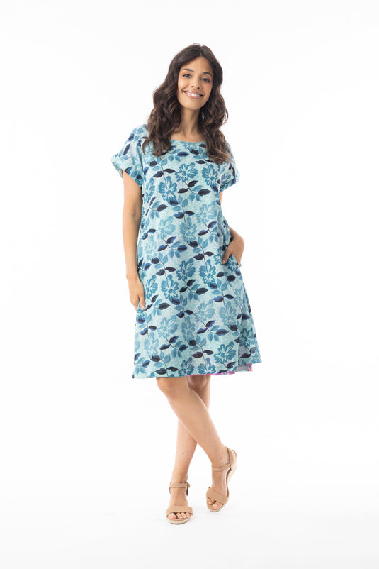 Orientique Womens Selaron Dress Reversible Short Sleeve