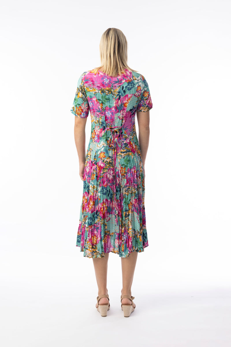 Load image into Gallery viewer, Orientique Womens Selaron Dress Godet Short Sleeve
