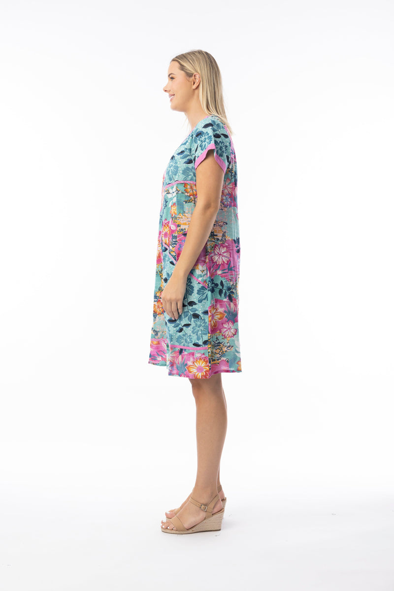 Load image into Gallery viewer, Orientique Womens Selaron Dress Patch Short Sleeve
