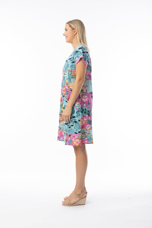 Orientique Womens Selaron Dress Patch Short Sleeve