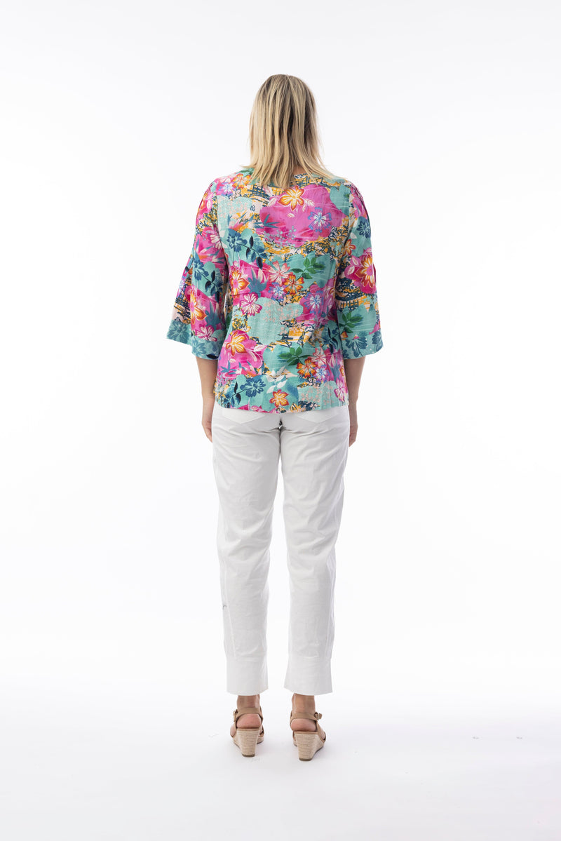 Load image into Gallery viewer, Orientique Womens Selaron Top V Neckline Wide Sleeve

