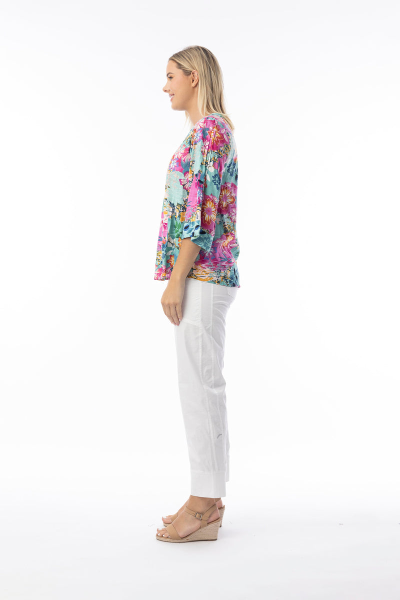 Load image into Gallery viewer, Orientique Womens Selaron Top V Neckline Wide Sleeve
