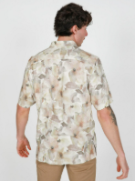 Load image into Gallery viewer, James Harper Mens Short Sleeve Floral Print Linen Blend Shirt Natural
