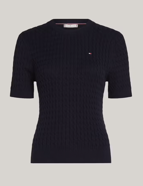 Load image into Gallery viewer, Tommy Hilfiger Womens Cable Knit Short Sleeve Jumper
