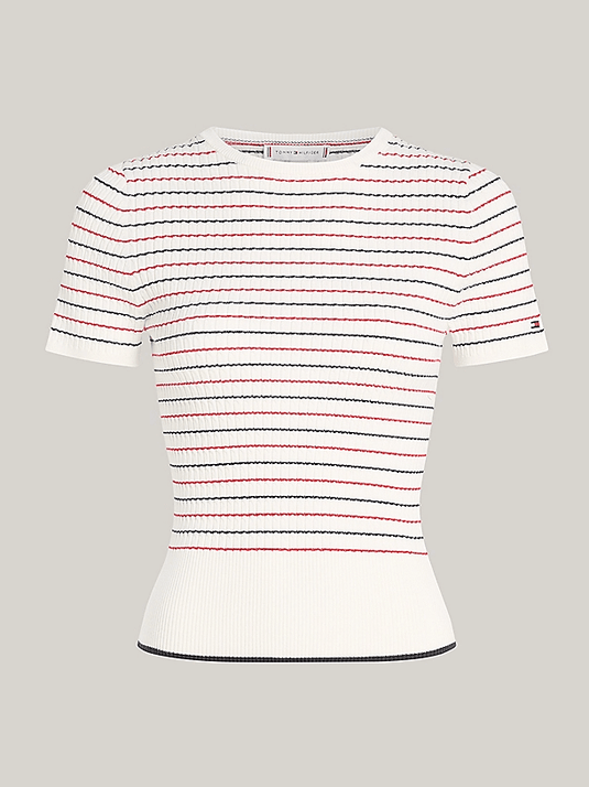 Tommy Hilfiger Womens Cable Knit Short Sleeve Jumper