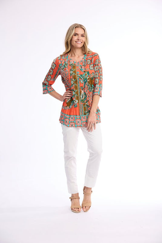 Orientique Womens Sibili Top Pleated