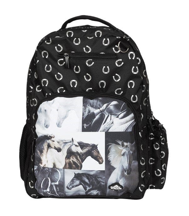 Load image into Gallery viewer, Spencil Black &amp; White Horses Big Kids Backpack
