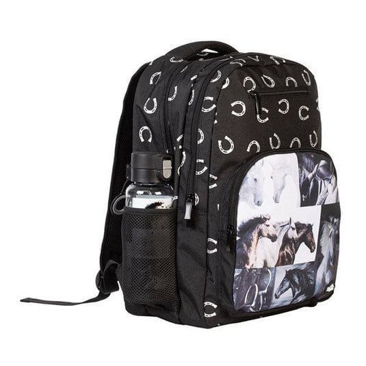 Spencil Black & White Horses Big Kids Backpack