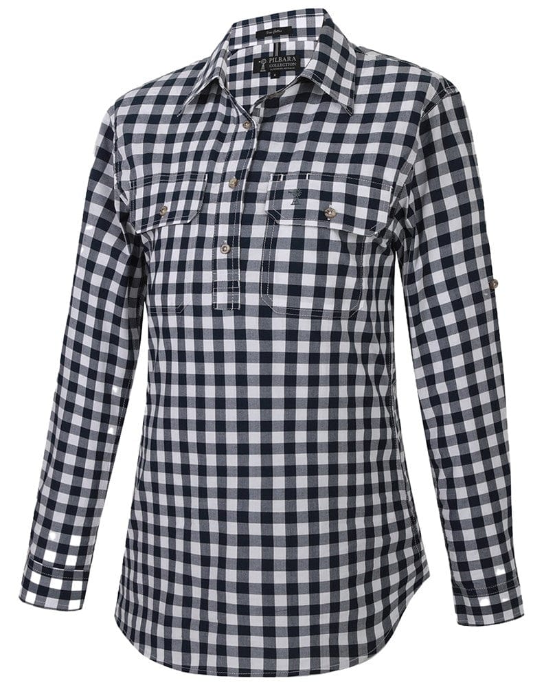 Load image into Gallery viewer, Pilbara Womens Check Closed Front Long Sleeve Shirt
