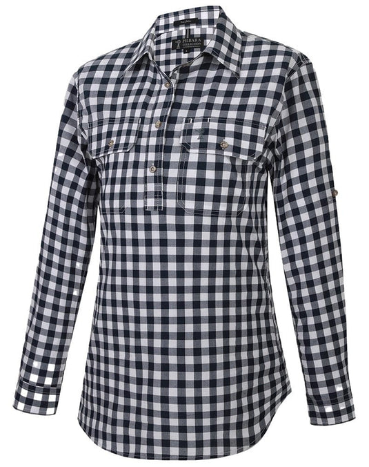 Pilbara Womens Check Closed Front Long Sleeve Shirt