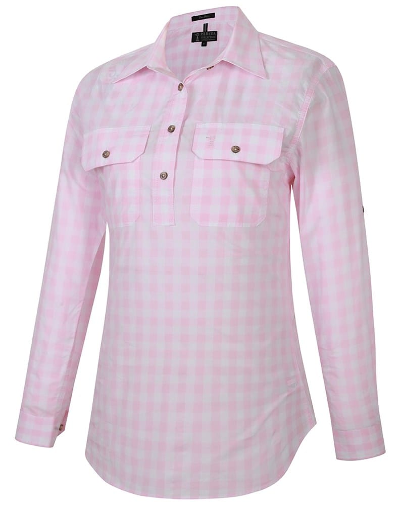 Load image into Gallery viewer, Pilbara Womens Check Closed Front Long Sleeve Shirt
