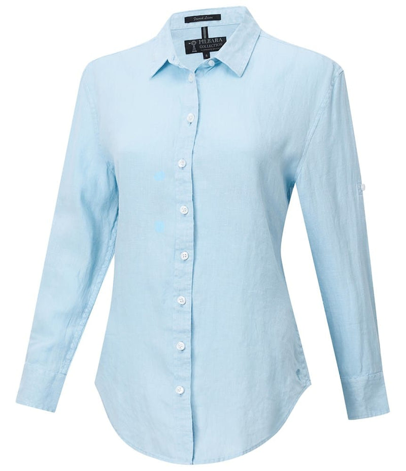 Load image into Gallery viewer, Pilbara Womens Florence Classic Linen Shirt - Airy Blue
