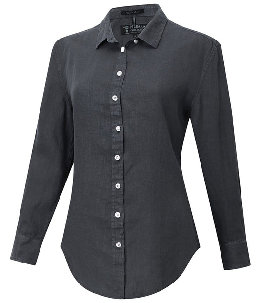 Pilbara Womens Florence Classic Linen Shirt - Charcoal