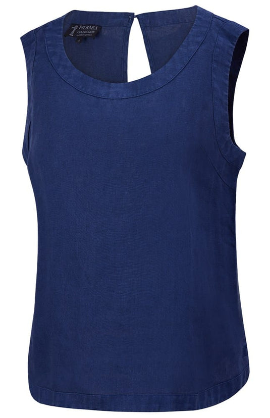 Pilbara Womens Gabriella Linen Top - Navy